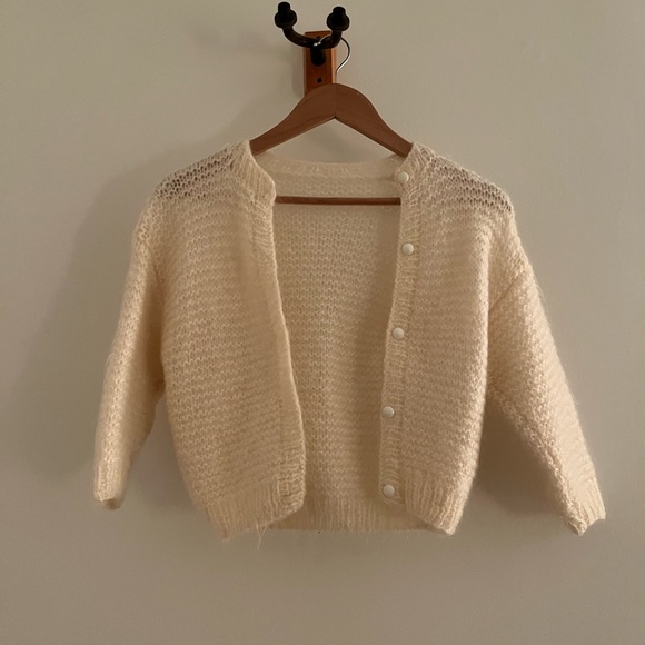 Vintage Cropped Angora Cardigan - Picture 1 of 4